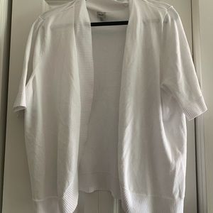 White short sleeve wrap cardigan